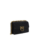 PINKO Black Calf Leather Bos Taurus Shoulder Bag